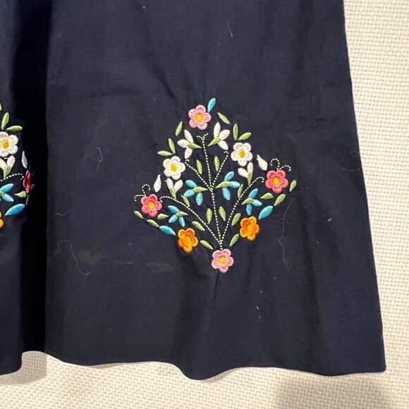 OBSTINACY Brazil Navy Blue Strapless Floral Embroidered Dress Size Large - Picture 2 of 13